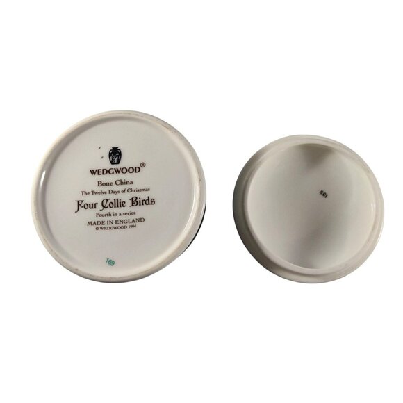 Wedgwood Twelve Days Of Christmas Porcelain Box "Four Collie Birds" W/Box-Flawed - Picture 9 of 13